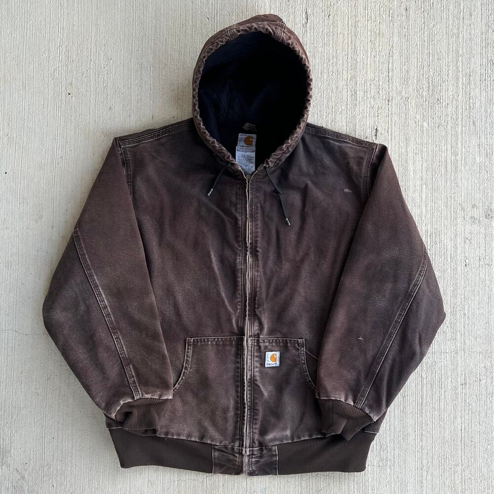 Carhartt WOMENS WJ130 DKB brown hooded work wear jacket